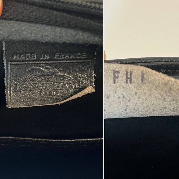 Vintage Longchamp Double Compartment Shoulder Bag Black Made in France - Picture 4 of 11